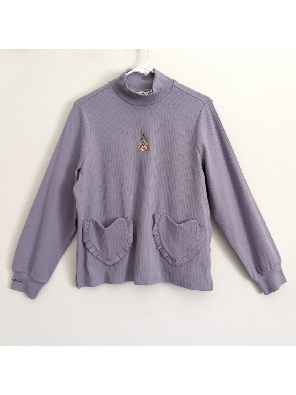 NWOT Kina and Tam Purple The Love Fool Top Clown Embroidery Sweater Sz Medium